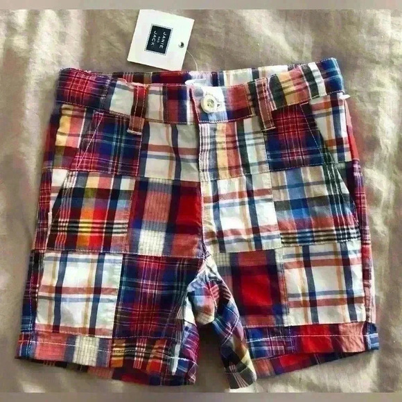 Orange Red Plaid Janie And Jack Shorts Size 2T NWT - Picture 1 of 3